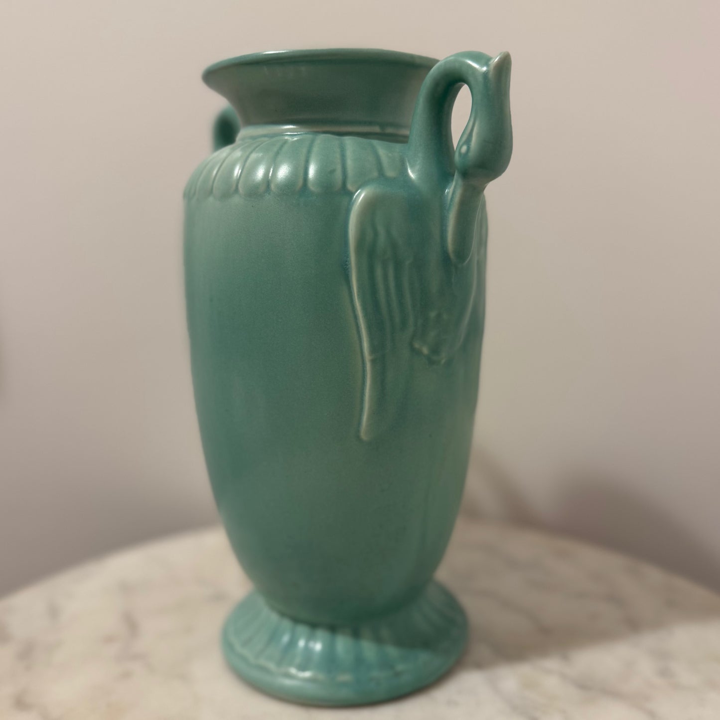 Red Wing Blue Vase with Swan Head