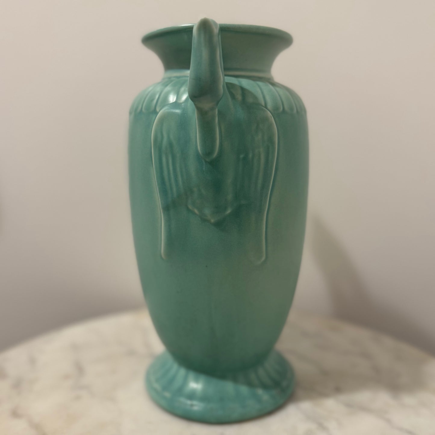 Red Wing Blue Vase with Swan Head