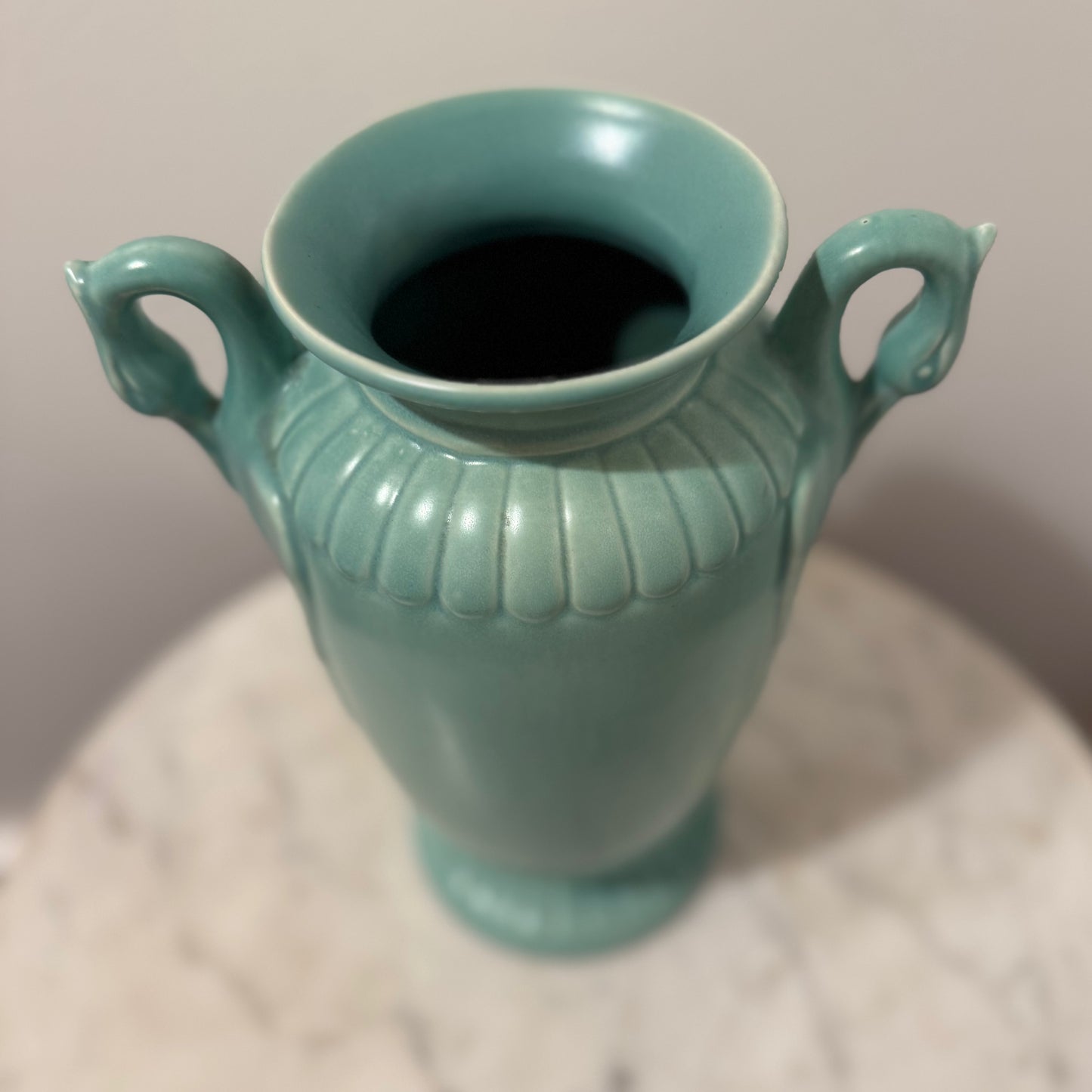 Red Wing Blue Vase with Swan Head