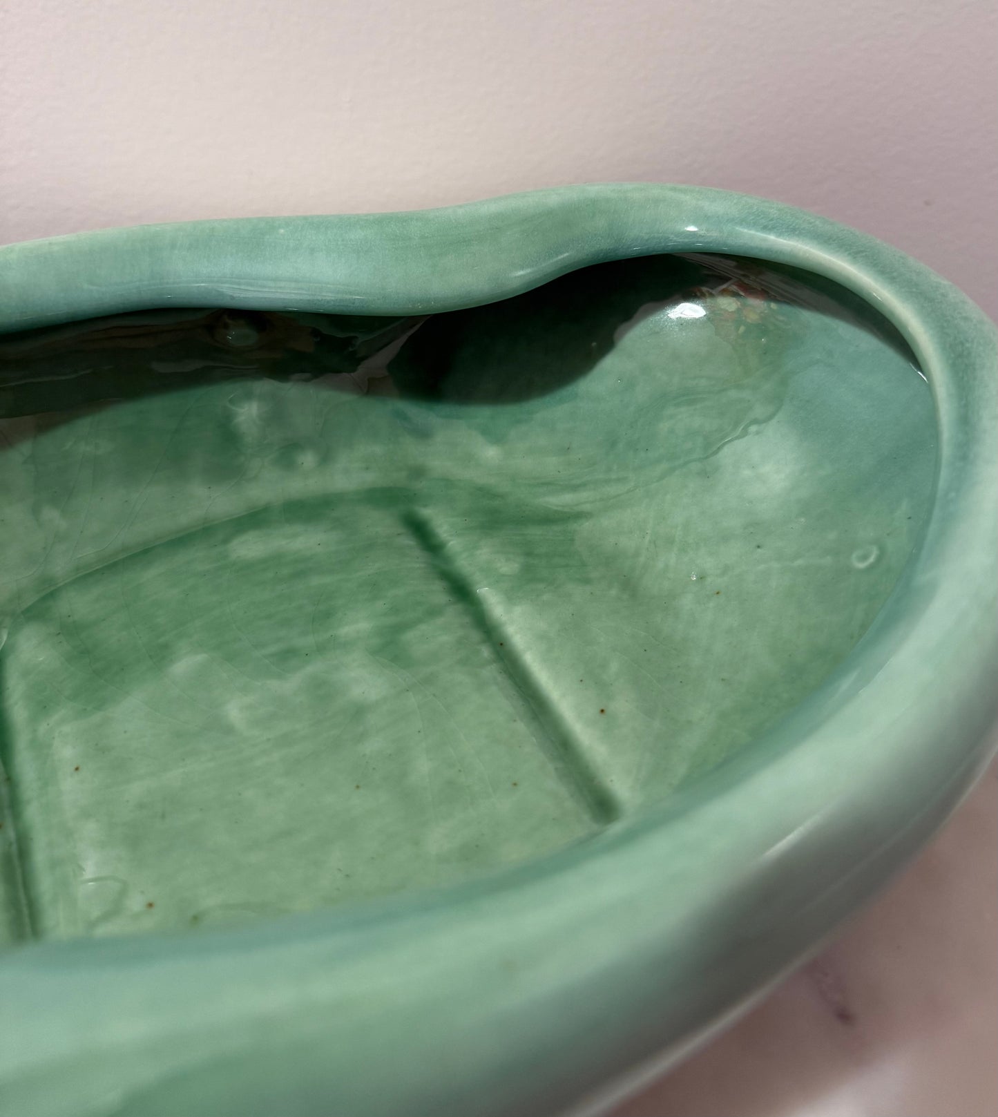 MCM Haeger Green Pottery Kidney Bowl