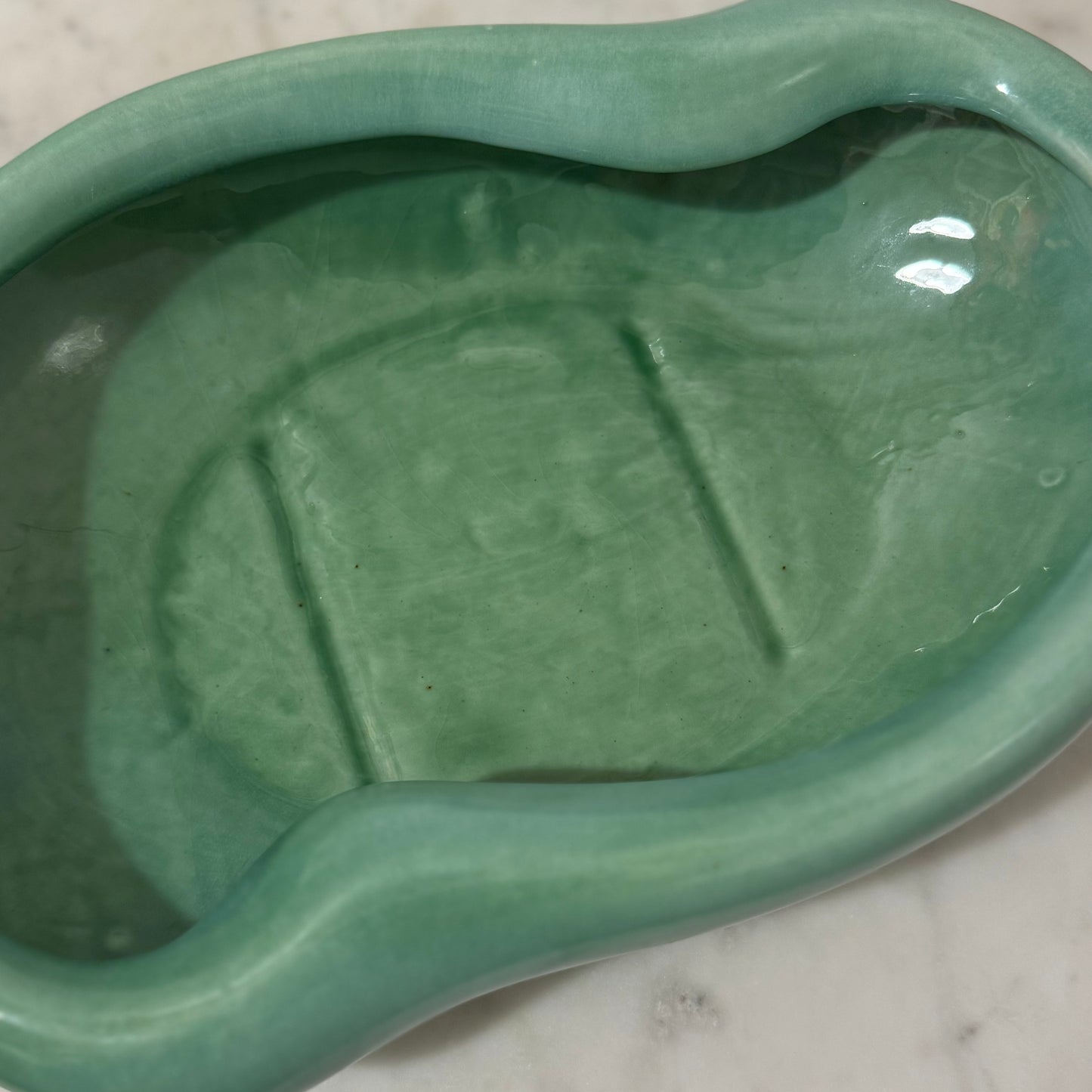 MCM Haeger Green Pottery Kidney Bowl