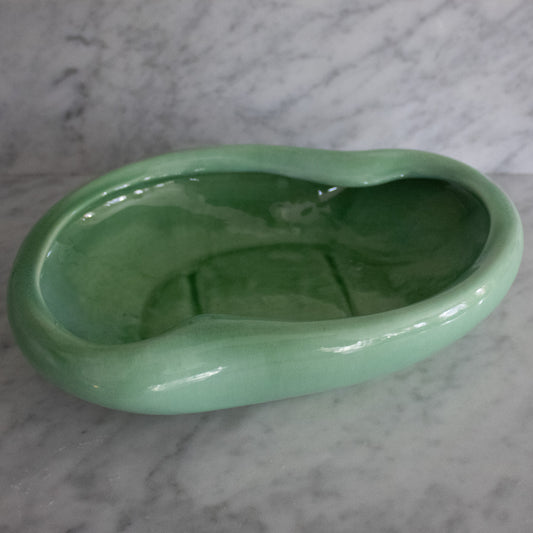 MCM Haeger Green Pottery Kidney Bowl