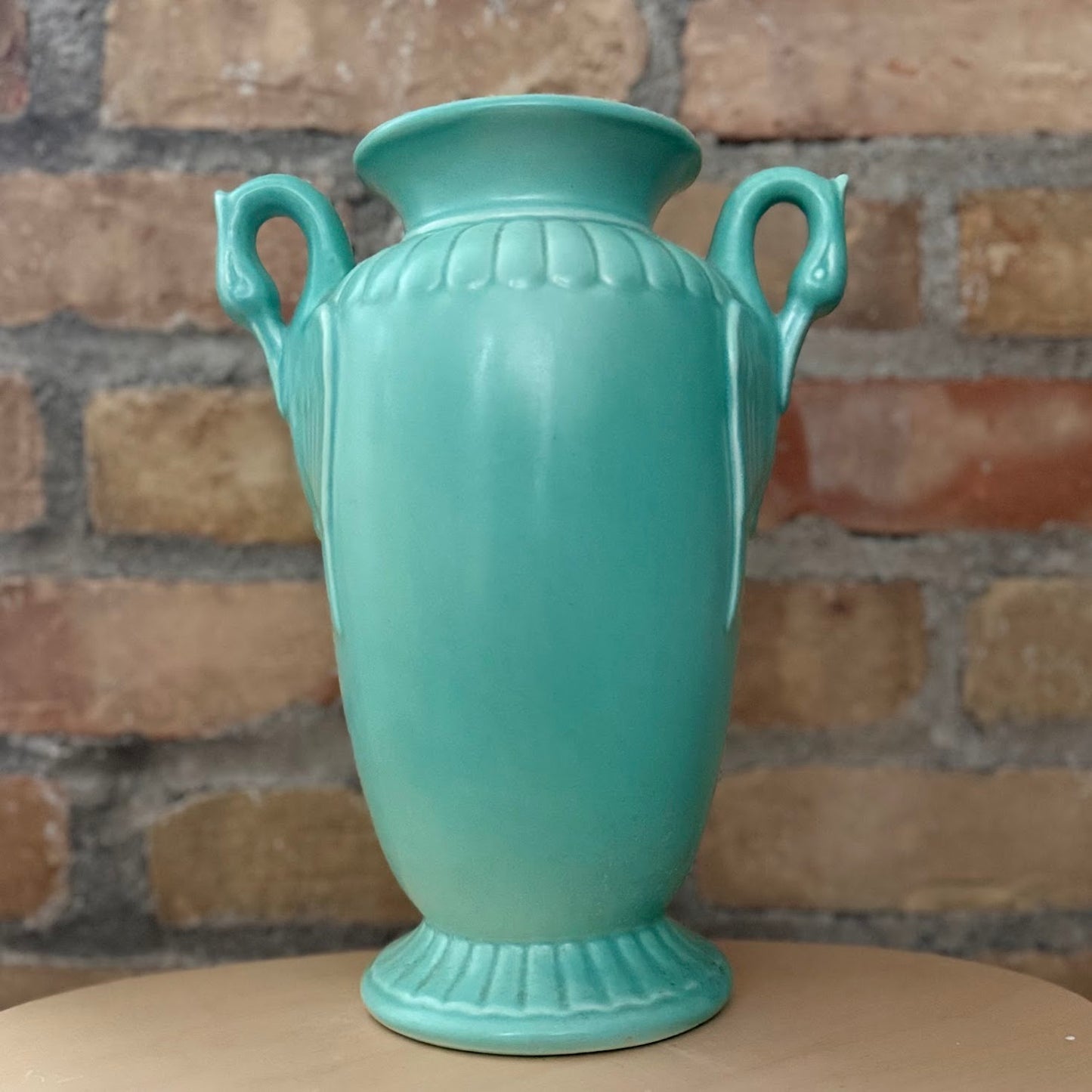 Red Wing Blue Vase with Swan Head