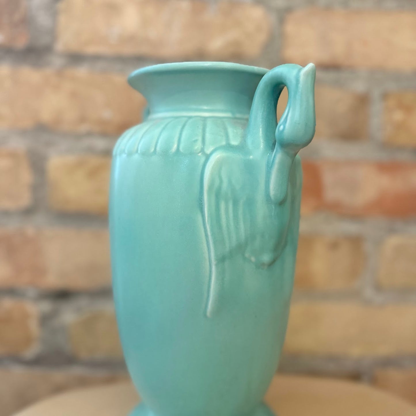 Red Wing Blue Vase with Swan Head